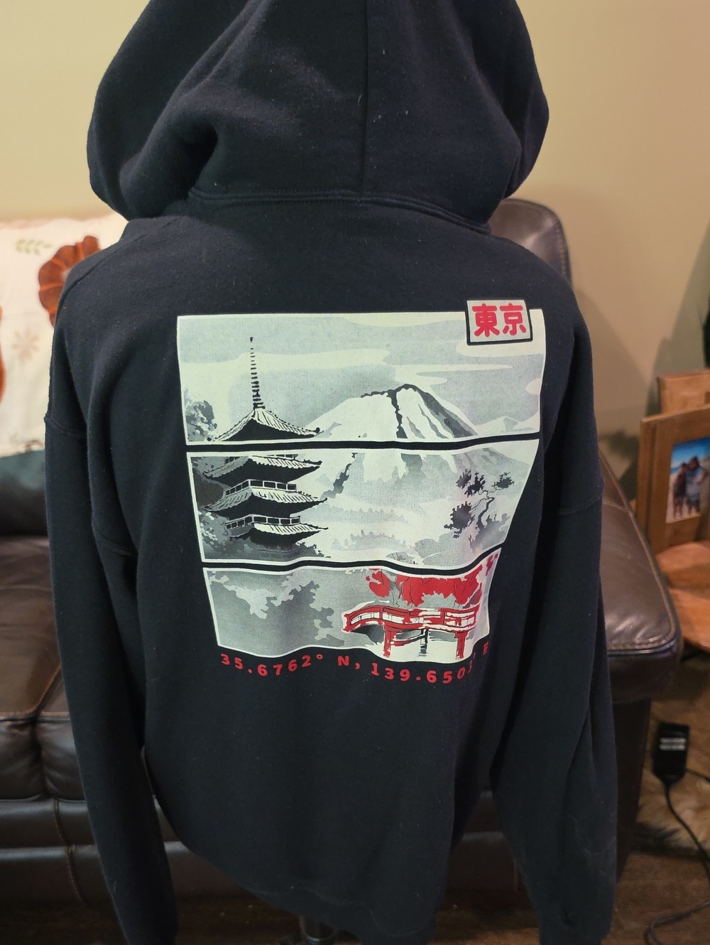 Black Graphic Tokyo Scenic Hoodie - Men Sz L